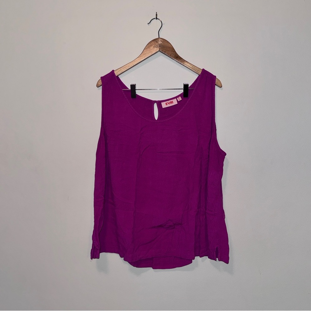 Women’s EVRI US 2X Magenta Sleeveless Scoop Neck Split Side Tank Top Blouse